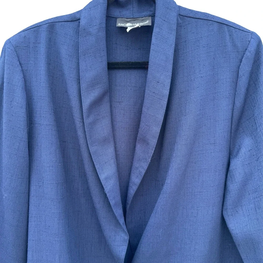 Sag Harbor Vintage 90s Navy Shawl Collar Nautical Textured Jacket Blazer 16